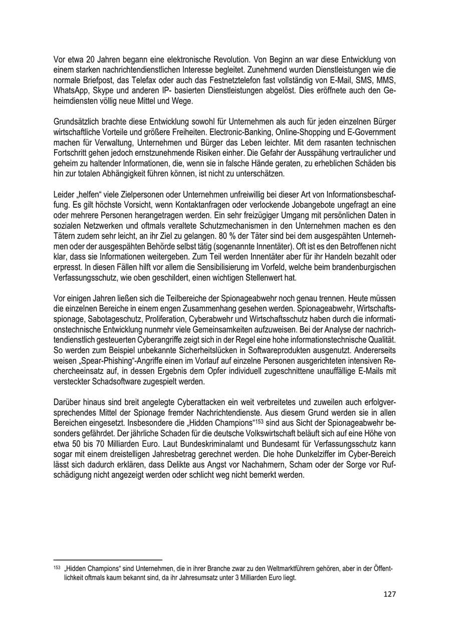 Seite 127 des Verfassungsschutzbericht 2019 Brandenburg