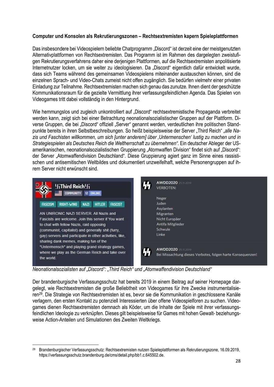 Seite 28 des Verfassungsschutzbericht 2019 Brandenburg
