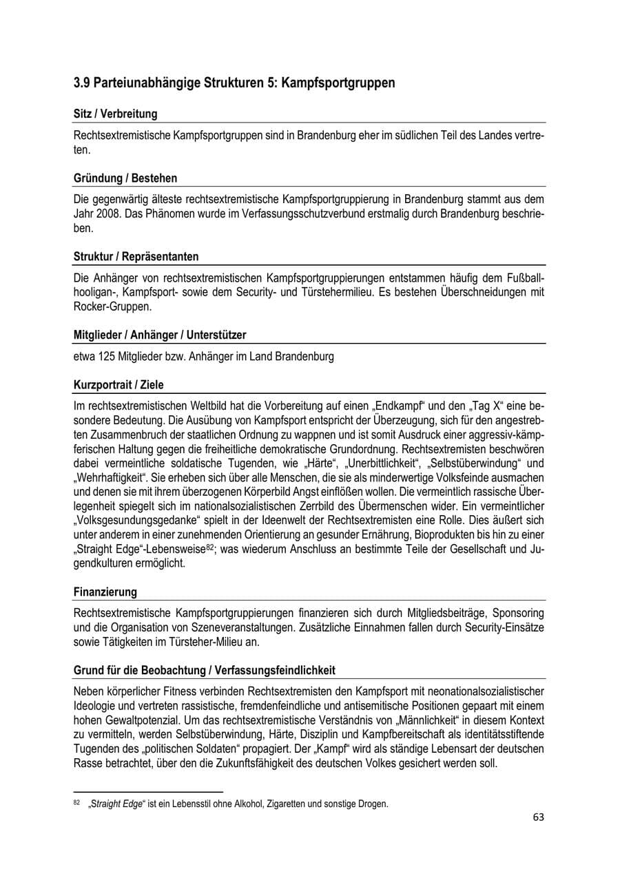 Seite 63 des Verfassungsschutzbericht 2019 Brandenburg