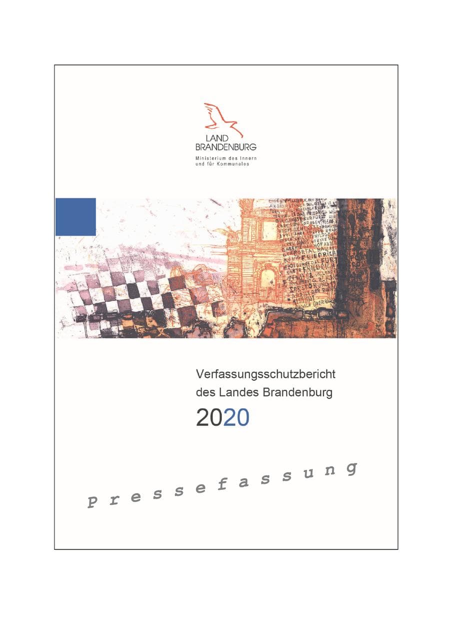 Seite 1 des Verfassungsschutzbericht 2020 Brandenburg