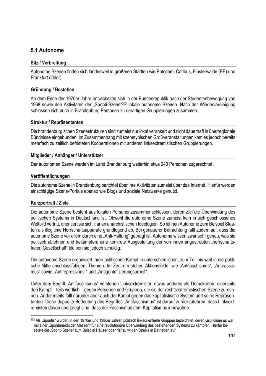 Seite 101 des Verfassungsschutzbericht 2020 Brandenburg