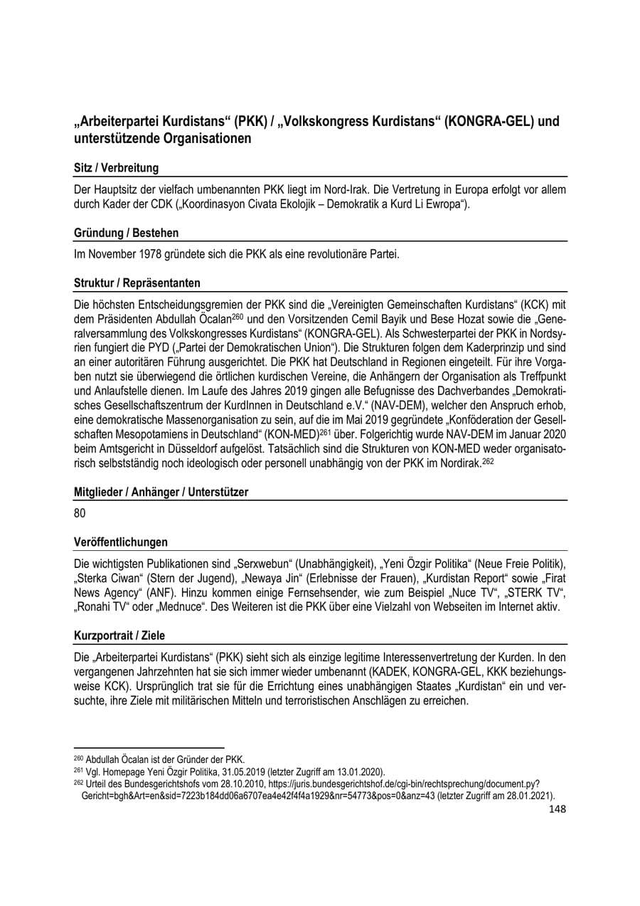 Seite 148 des Verfassungsschutzbericht 2020 Brandenburg