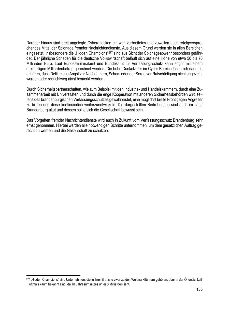 Seite 156 des Verfassungsschutzbericht 2020 Brandenburg