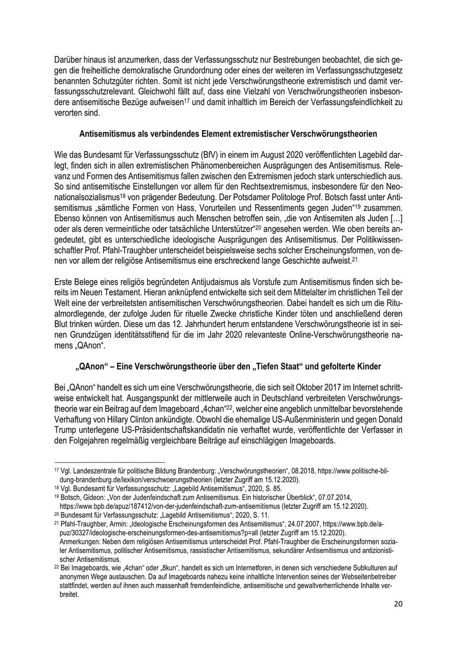 Seite 20 des Verfassungsschutzbericht 2020 Brandenburg