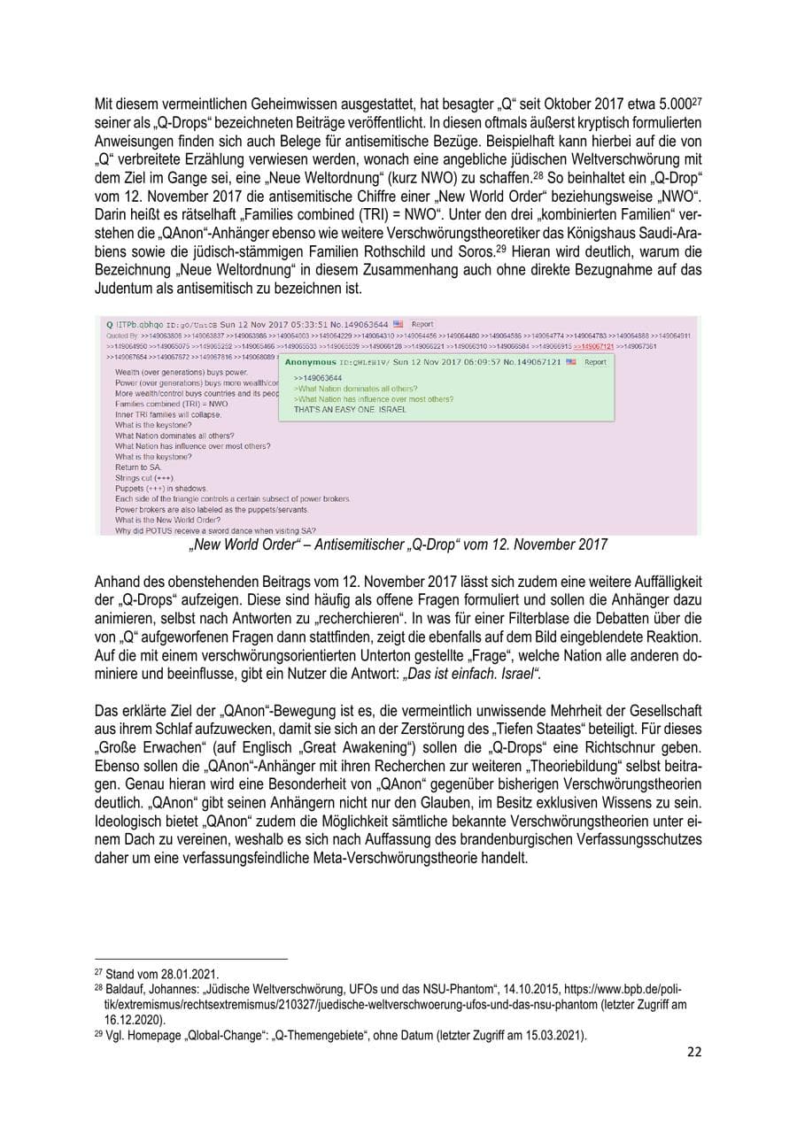 Seite 22 des Verfassungsschutzbericht 2020 Brandenburg