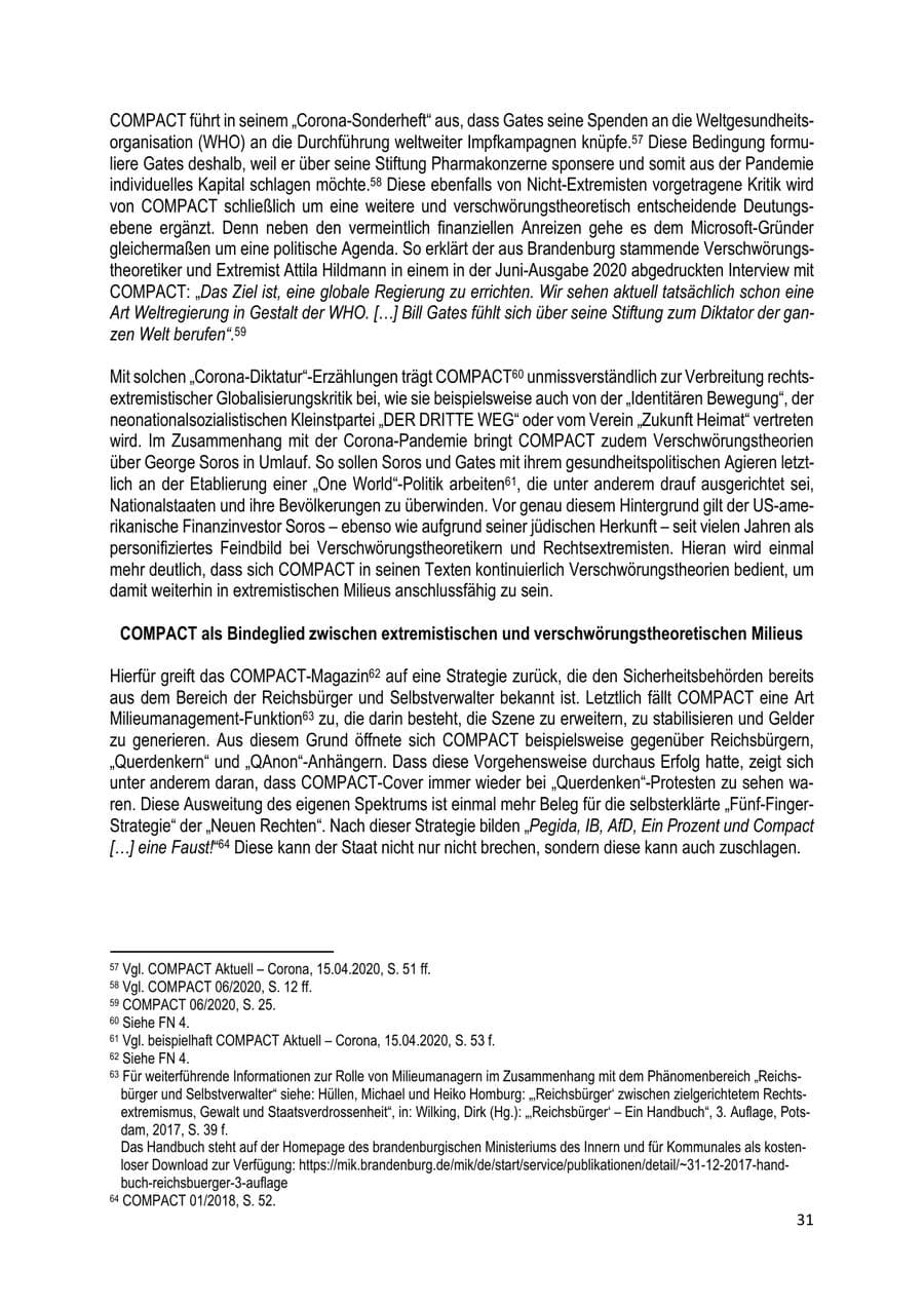Seite 31 des Verfassungsschutzbericht 2020 Brandenburg