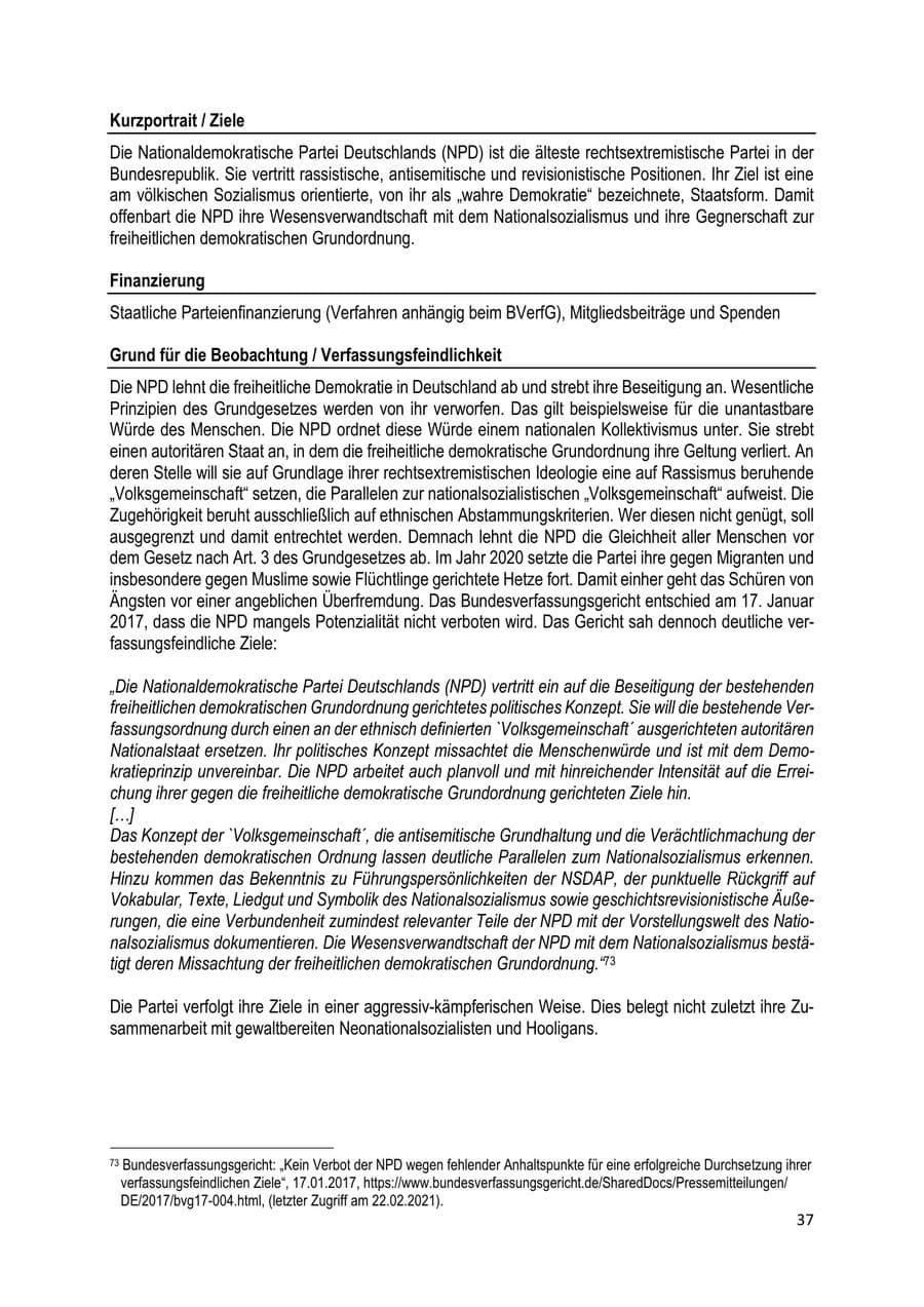 Seite 37 des Verfassungsschutzbericht 2020 Brandenburg