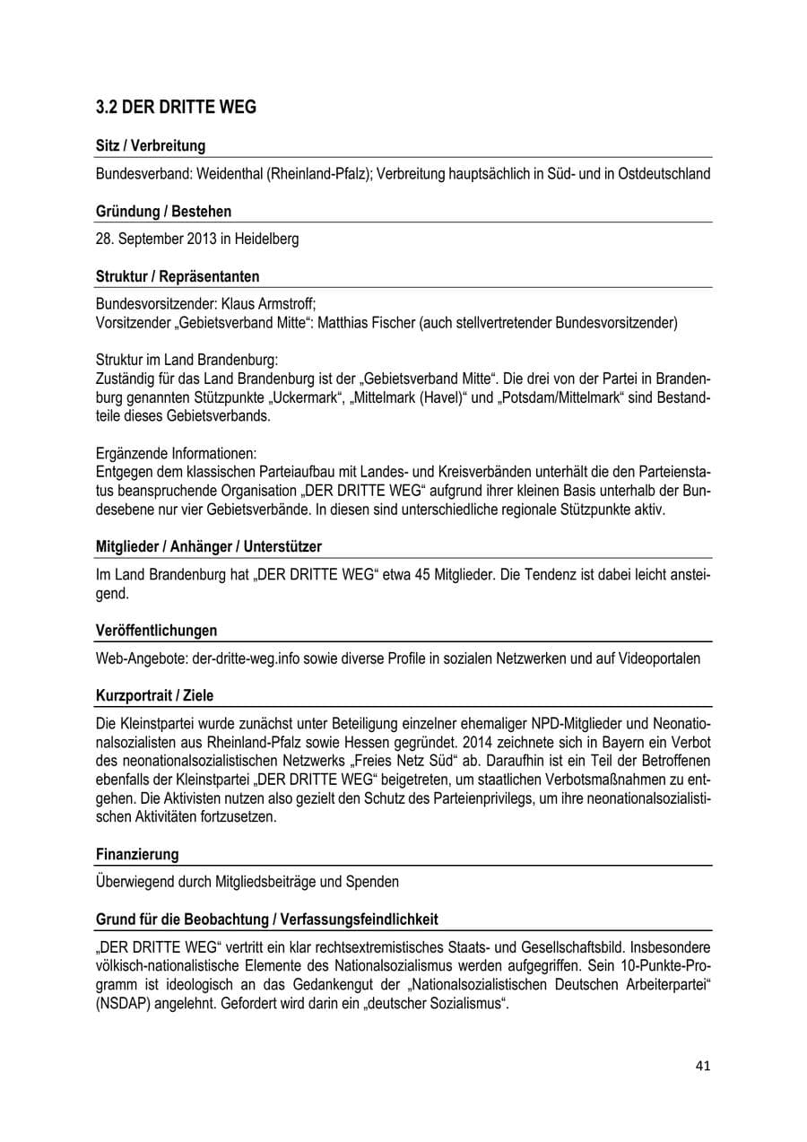 Seite 41 des Verfassungsschutzbericht 2020 Brandenburg