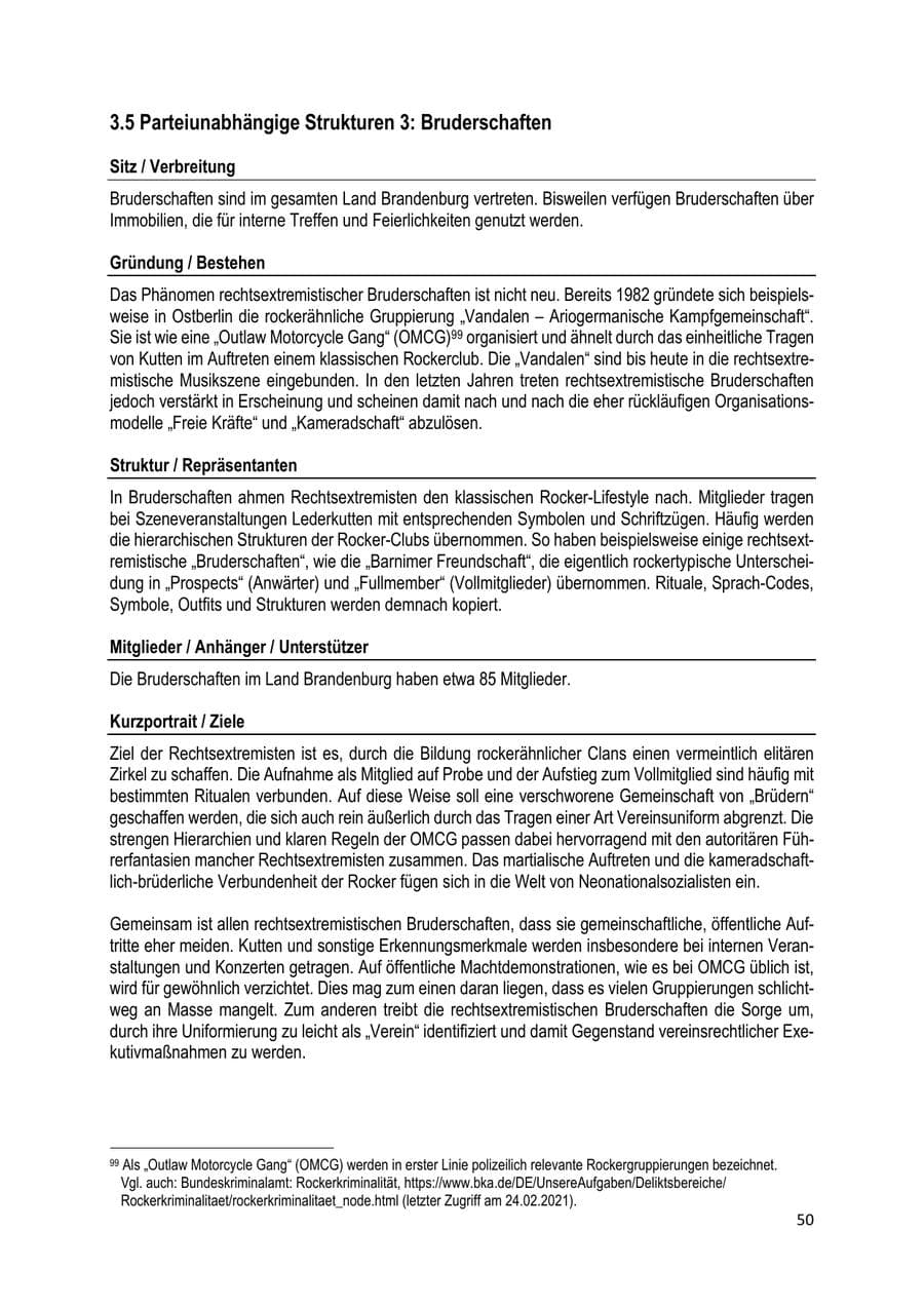Seite 50 des Verfassungsschutzbericht 2020 Brandenburg