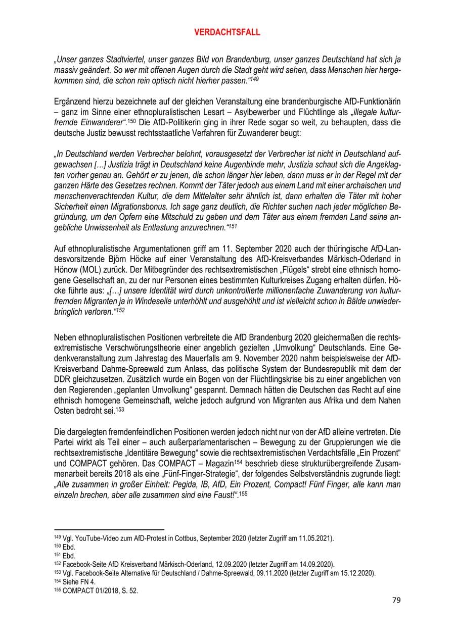 Seite 79 des Verfassungsschutzbericht 2020 Brandenburg