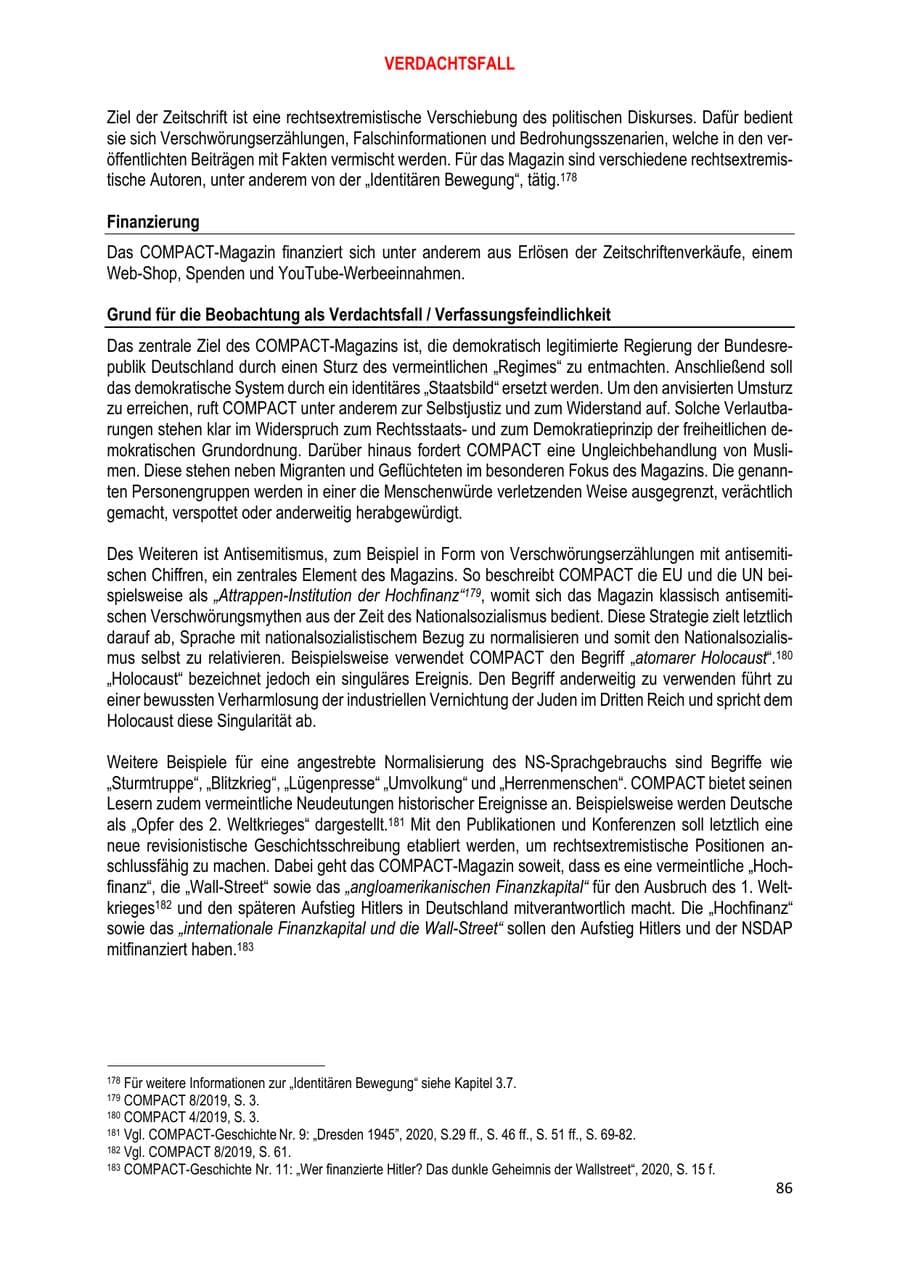 Seite 86 des Verfassungsschutzbericht 2020 Brandenburg