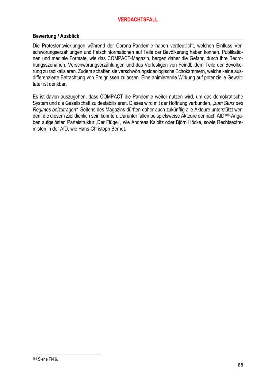 Seite 88 des Verfassungsschutzbericht 2020 Brandenburg
