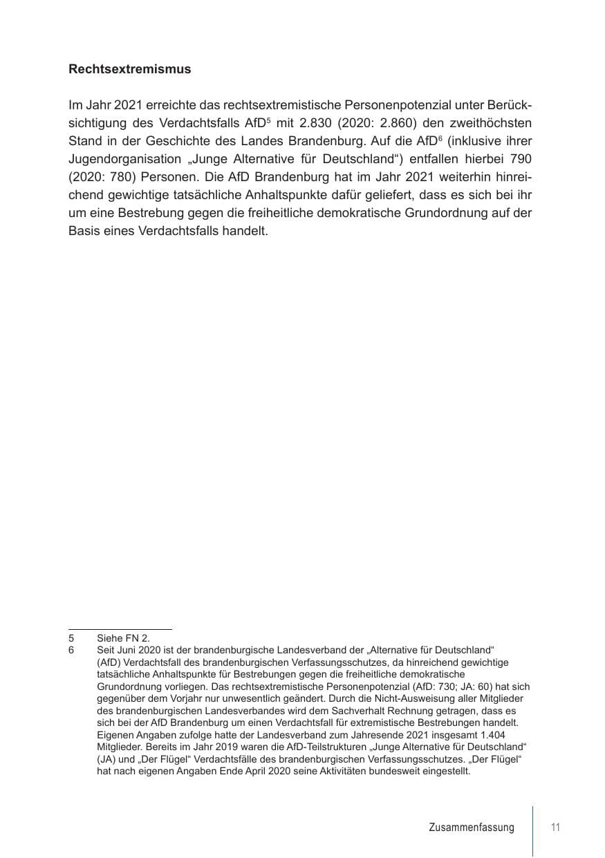 Seite 11 des Verfassungsschutzbericht 2021 Brandenburg