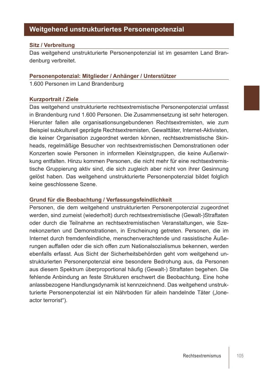 Seite 105 des Verfassungsschutzbericht 2021 Brandenburg