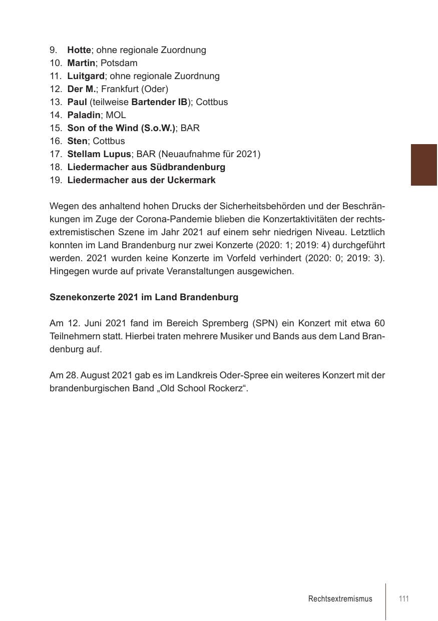 Seite 111 des Verfassungsschutzbericht 2021 Brandenburg