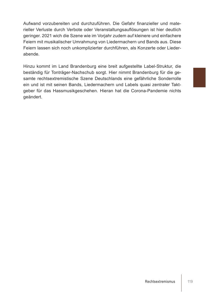 Seite 119 des Verfassungsschutzbericht 2021 Brandenburg