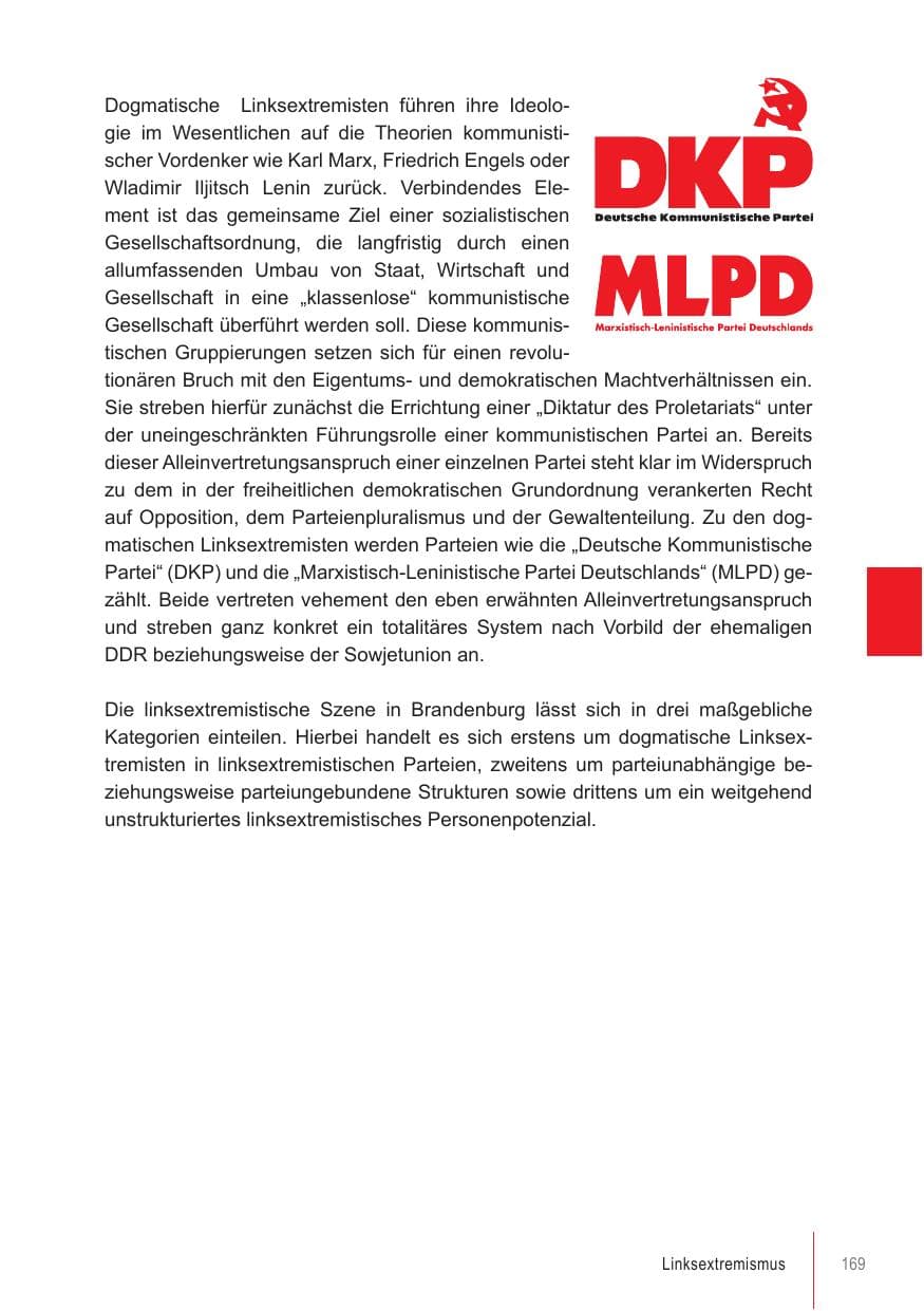 Seite 169 des Verfassungsschutzbericht 2021 Brandenburg