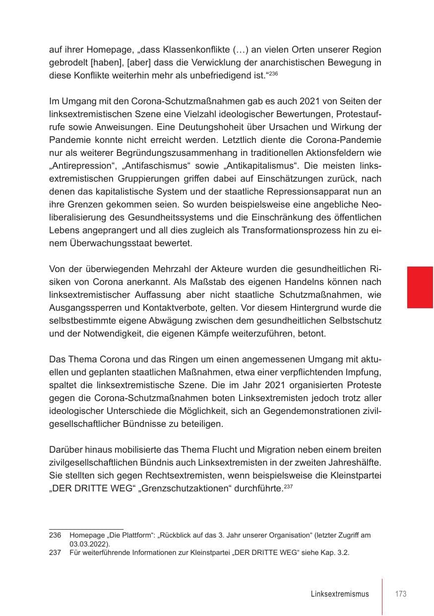 Seite 173 des Verfassungsschutzbericht 2021 Brandenburg