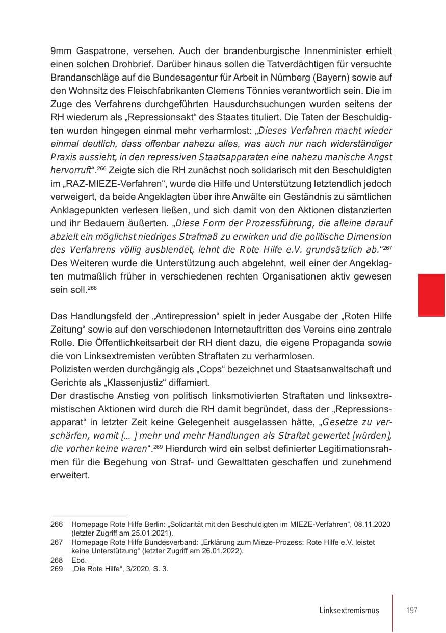 Seite 197 des Verfassungsschutzbericht 2021 Brandenburg
