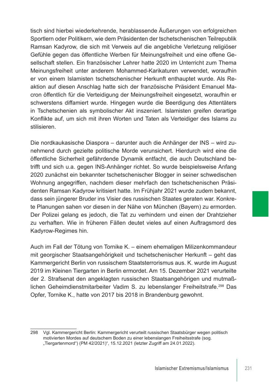 Seite 231 des Verfassungsschutzbericht 2021 Brandenburg
