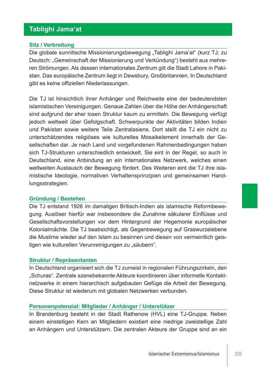 Seite 235 des Verfassungsschutzbericht 2021 Brandenburg