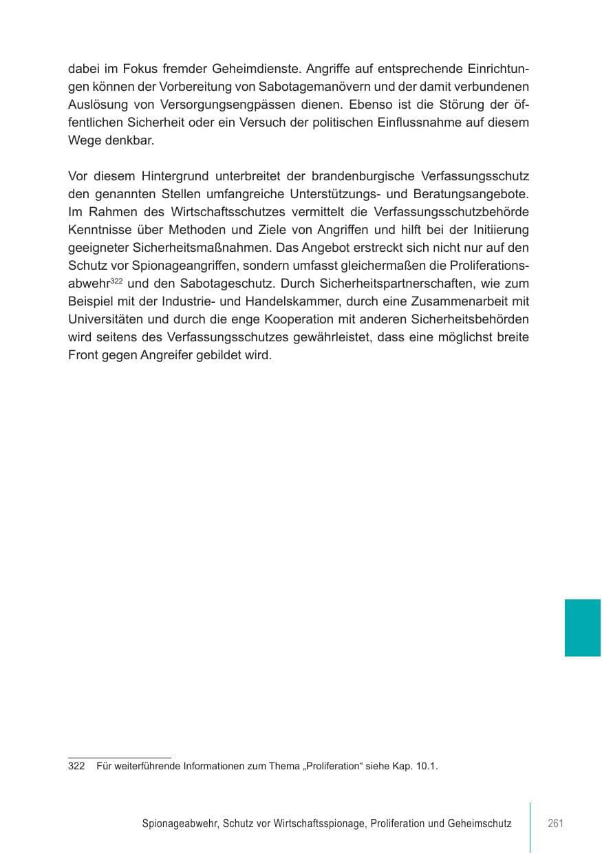 Seite 261 des Verfassungsschutzbericht 2021 Brandenburg