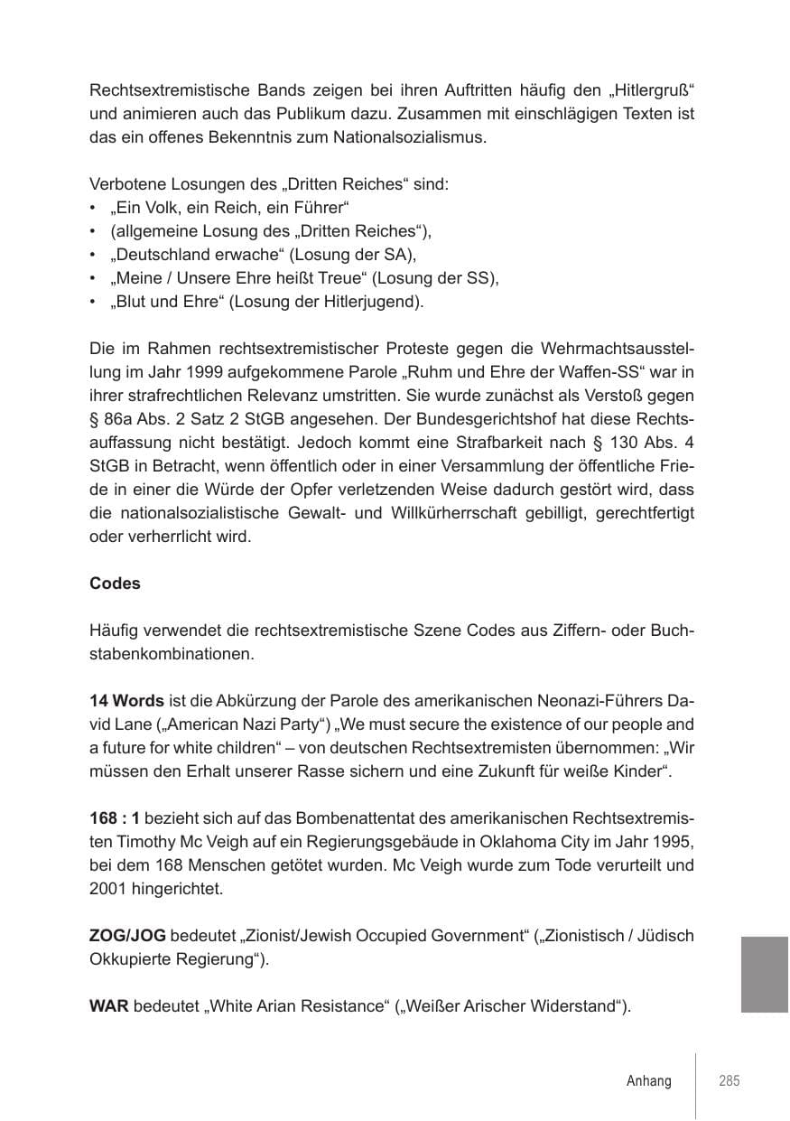 Seite 285 des Verfassungsschutzbericht 2021 Brandenburg