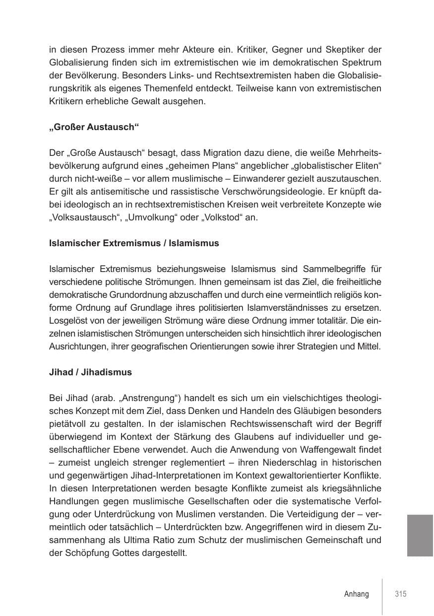 Seite 315 des Verfassungsschutzbericht 2021 Brandenburg