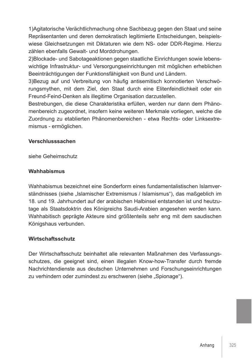 Seite 325 des Verfassungsschutzbericht 2021 Brandenburg