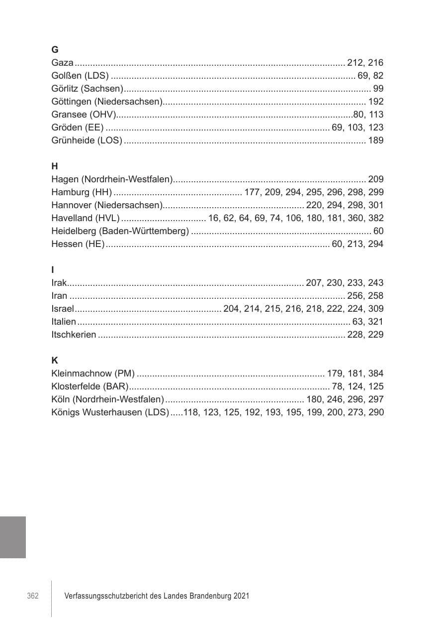 Seite 362 des Verfassungsschutzbericht 2021 Brandenburg