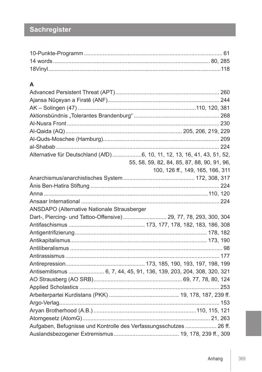 Seite 369 des Verfassungsschutzbericht 2021 Brandenburg