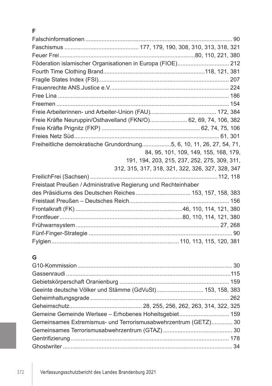 Seite 372 des Verfassungsschutzbericht 2021 Brandenburg
