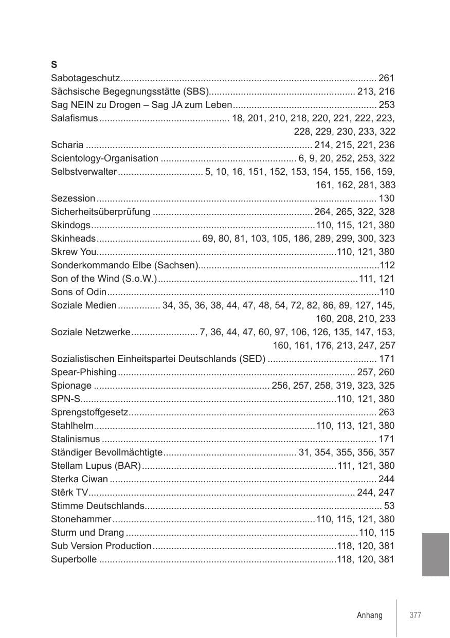 Seite 377 des Verfassungsschutzbericht 2021 Brandenburg