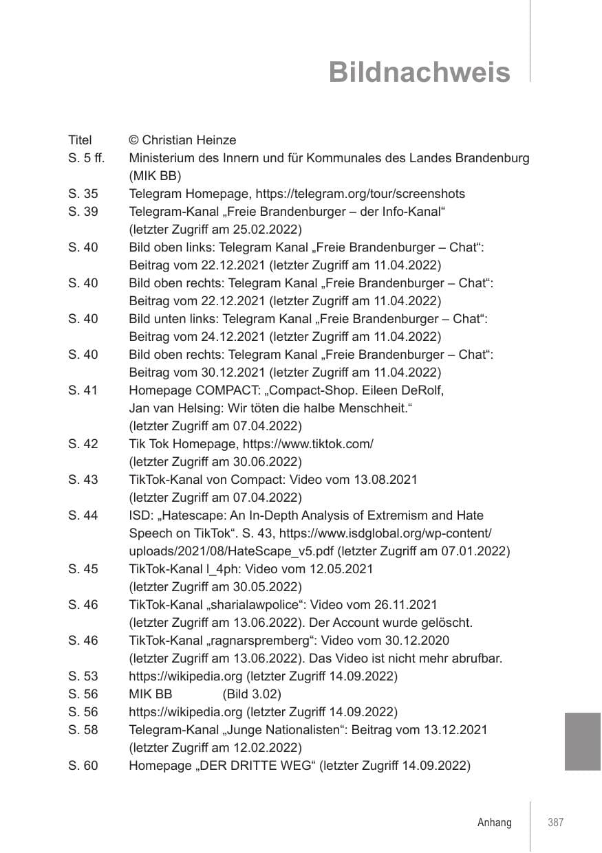 Seite 387 des Verfassungsschutzbericht 2021 Brandenburg