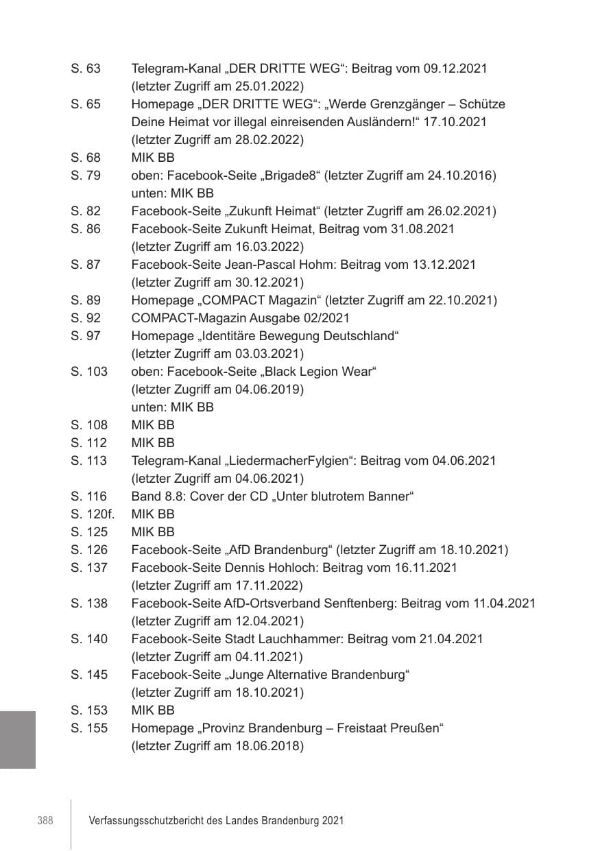 Seite 388 des Verfassungsschutzbericht 2021 Brandenburg