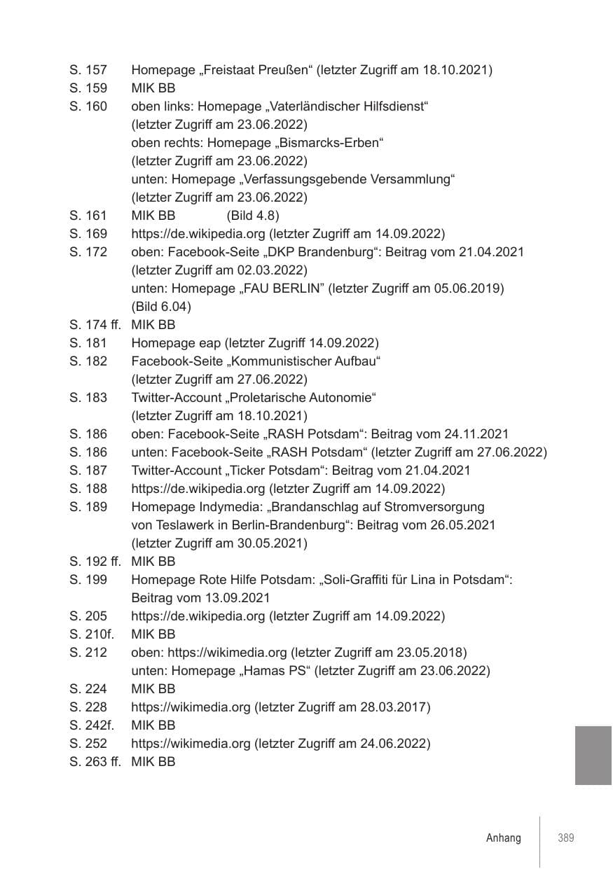 Seite 389 des Verfassungsschutzbericht 2021 Brandenburg