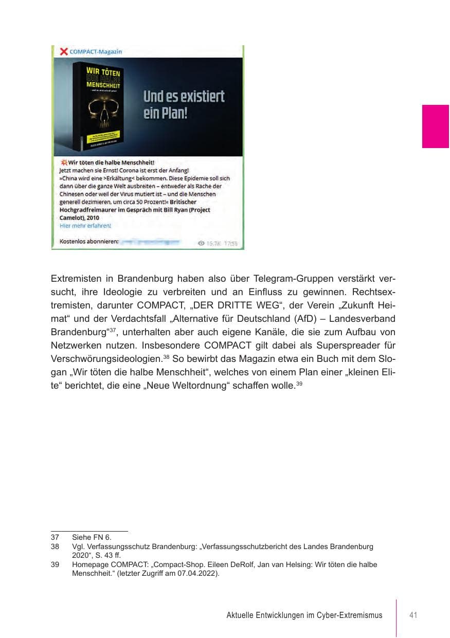 Seite 41 des Verfassungsschutzbericht 2021 Brandenburg