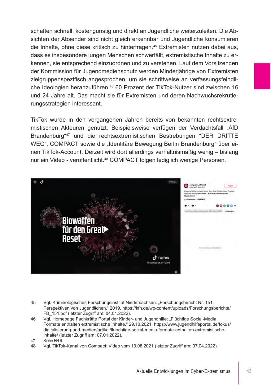 Seite 43 des Verfassungsschutzbericht 2021 Brandenburg