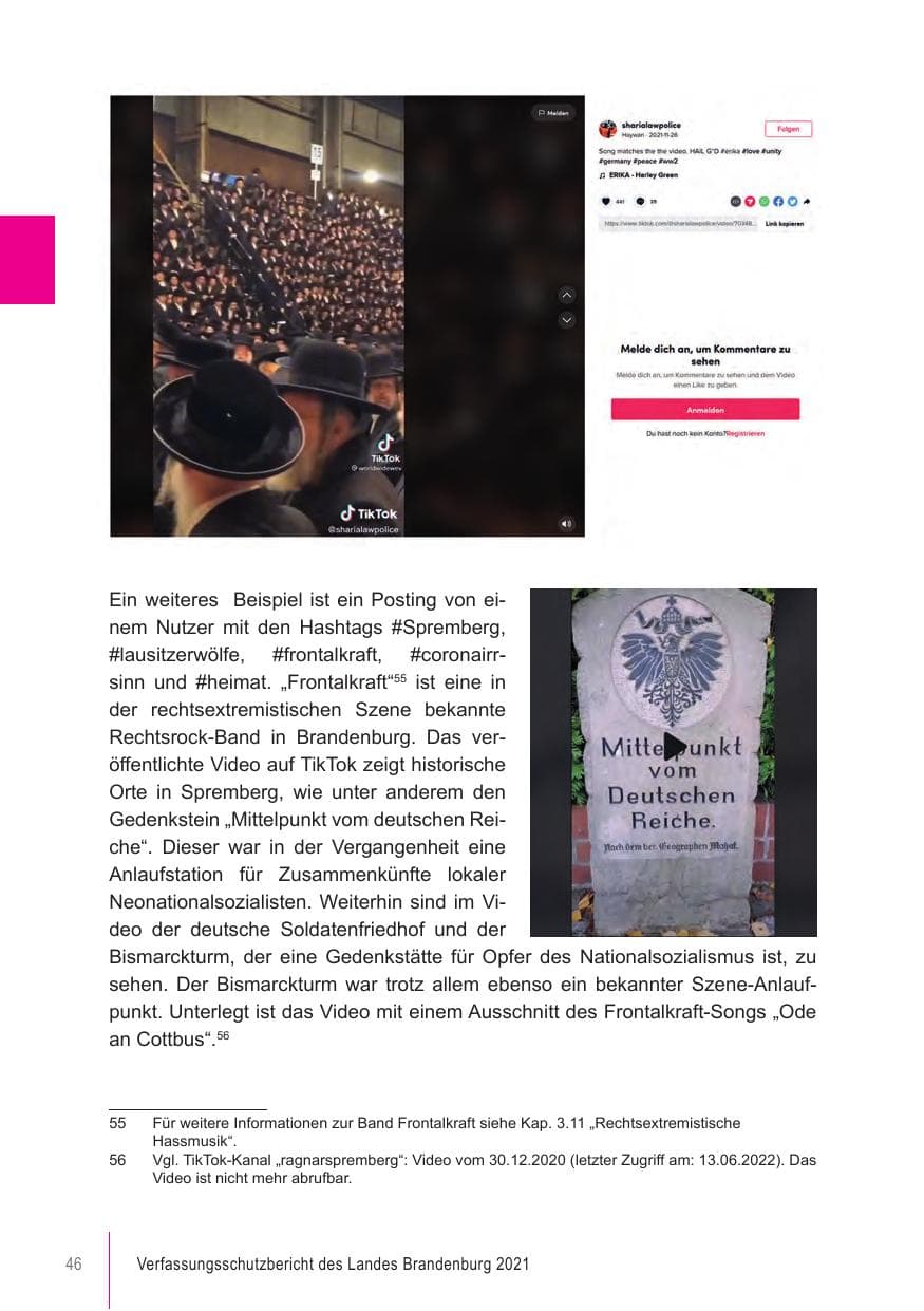 Seite 46 des Verfassungsschutzbericht 2021 Brandenburg