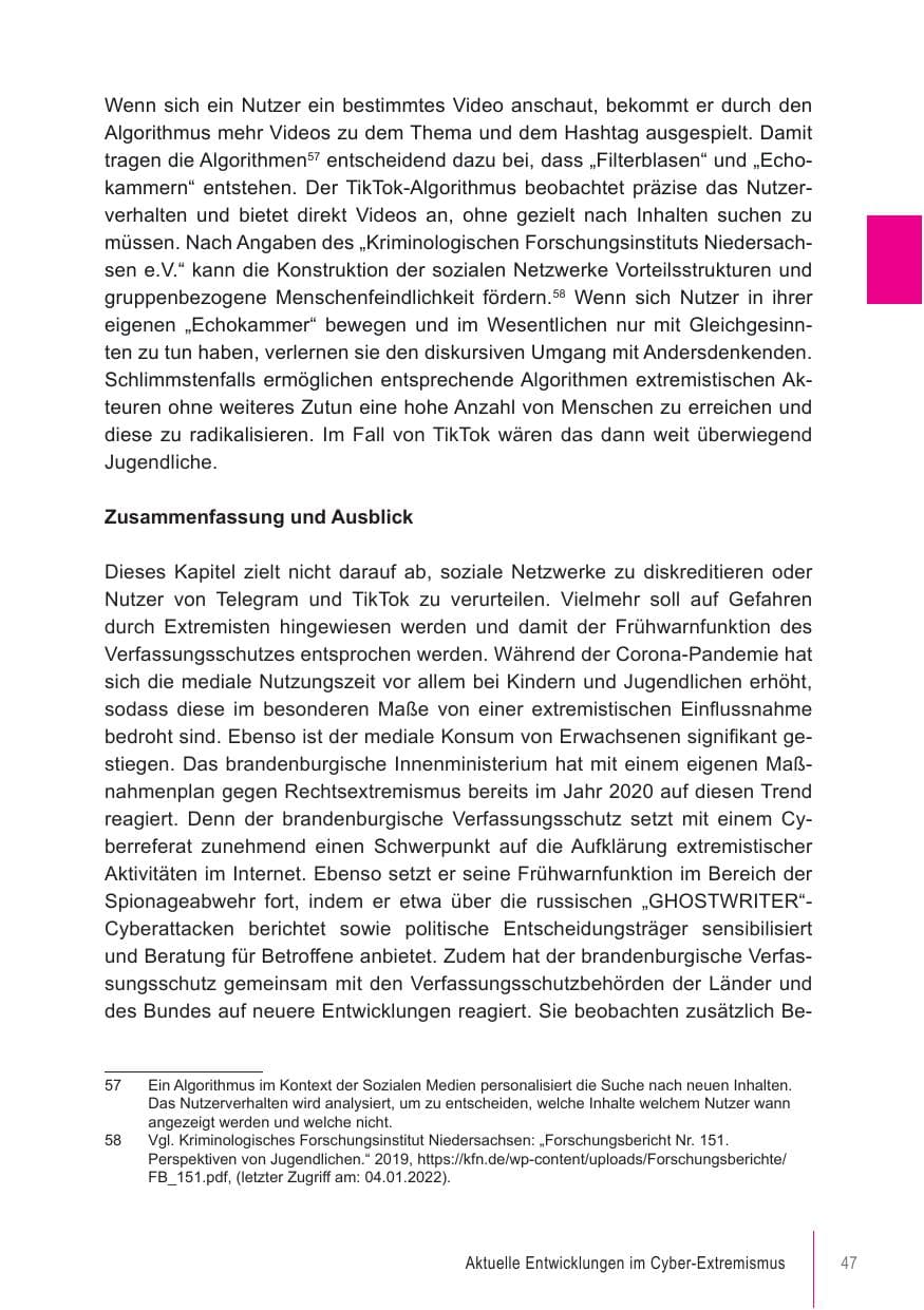 Seite 47 des Verfassungsschutzbericht 2021 Brandenburg