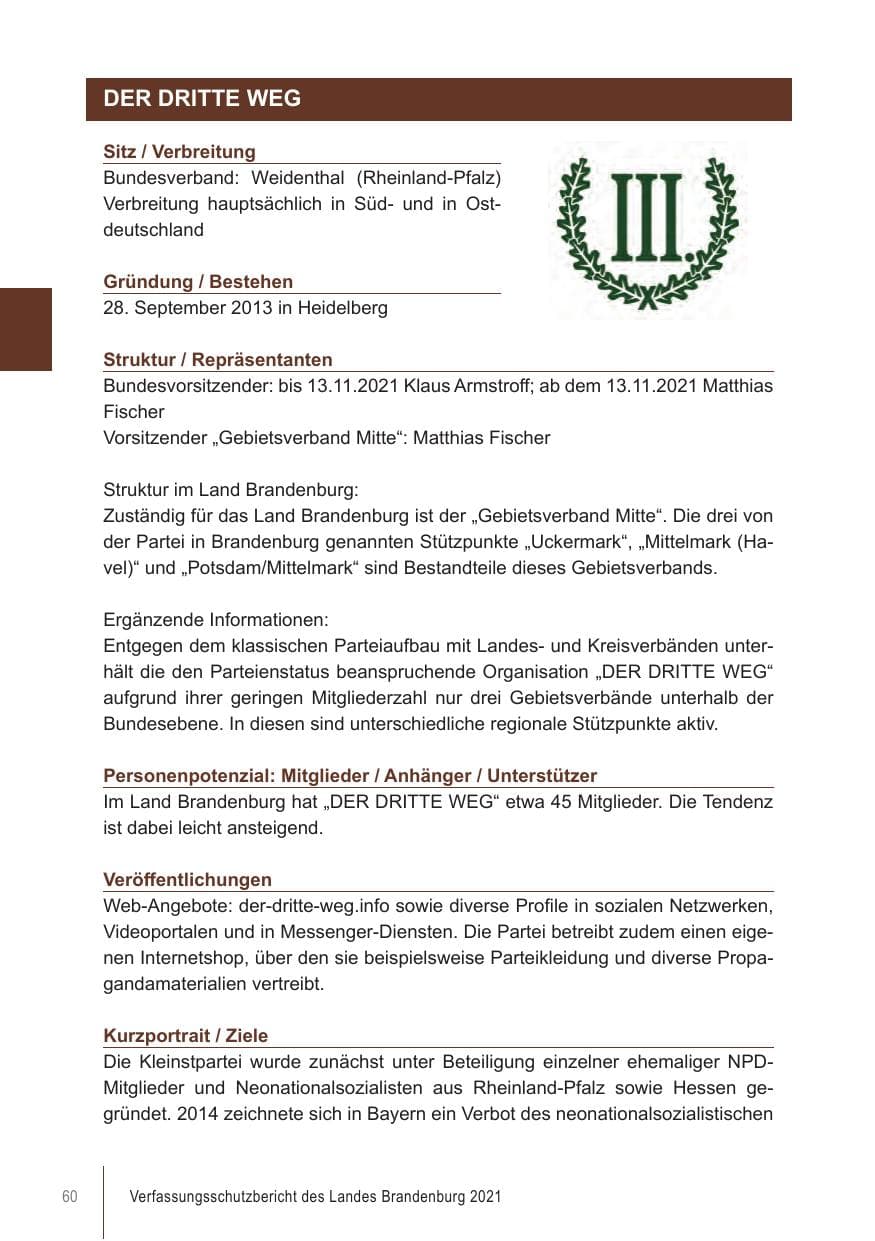 Seite 60 des Verfassungsschutzbericht 2021 Brandenburg