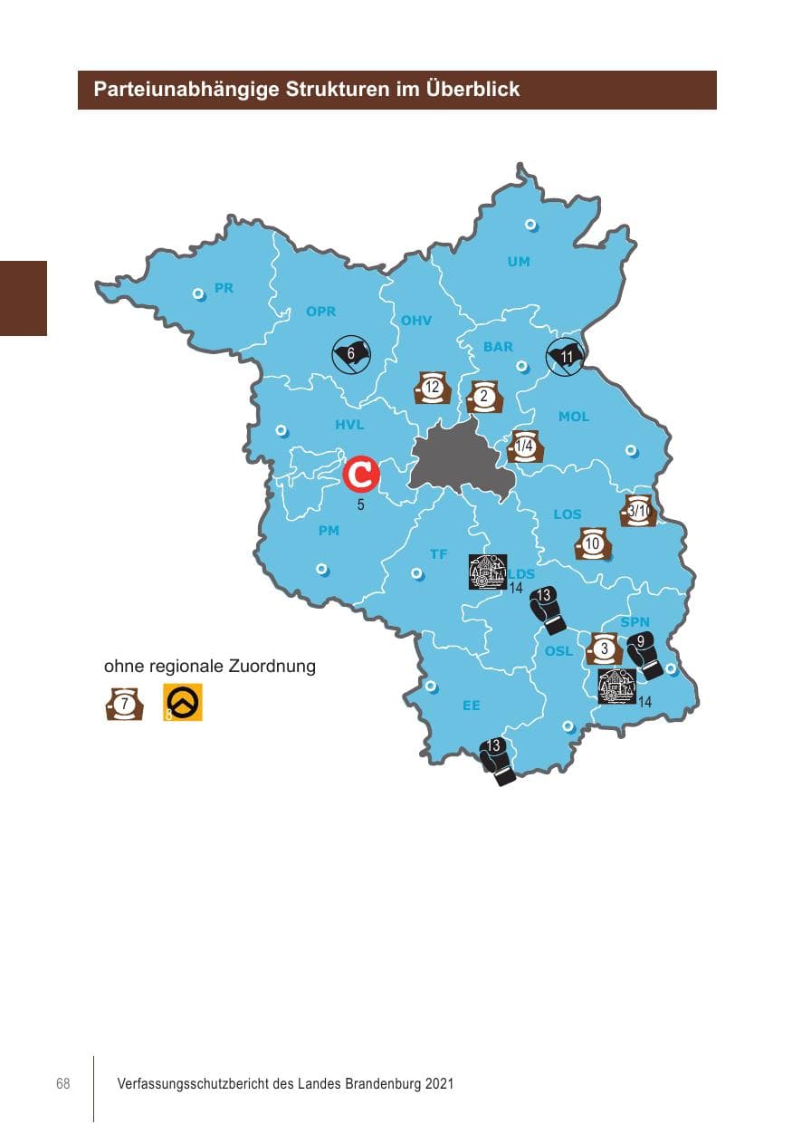 Seite 68 des Verfassungsschutzbericht 2021 Brandenburg
