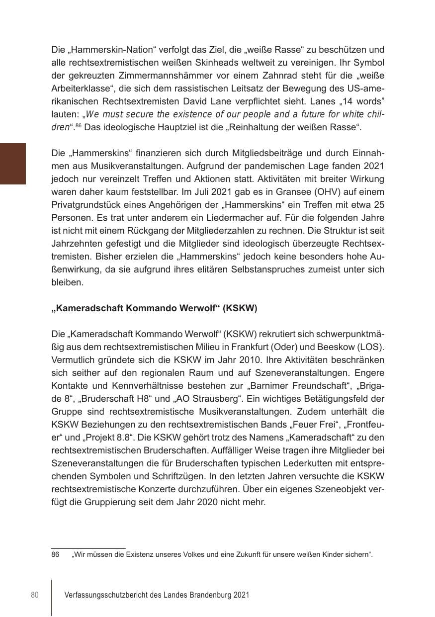 Seite 80 des Verfassungsschutzbericht 2021 Brandenburg