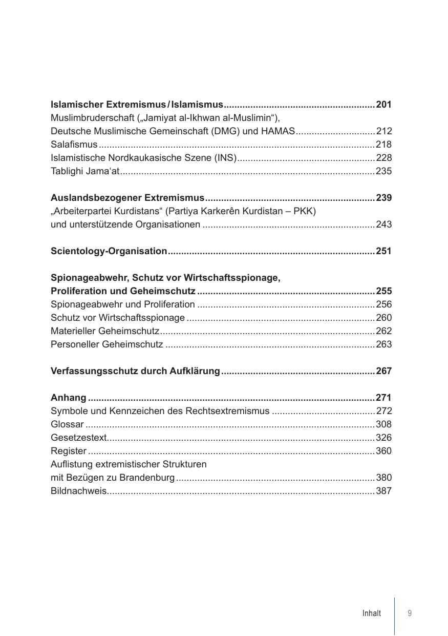 Seite 9 des Verfassungsschutzbericht 2021 Brandenburg