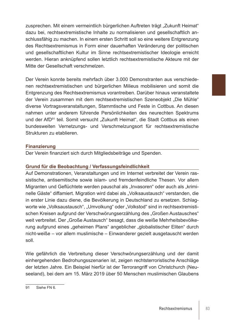 Seite 83 des Verfassungsschutzbericht 2021 Brandenburg