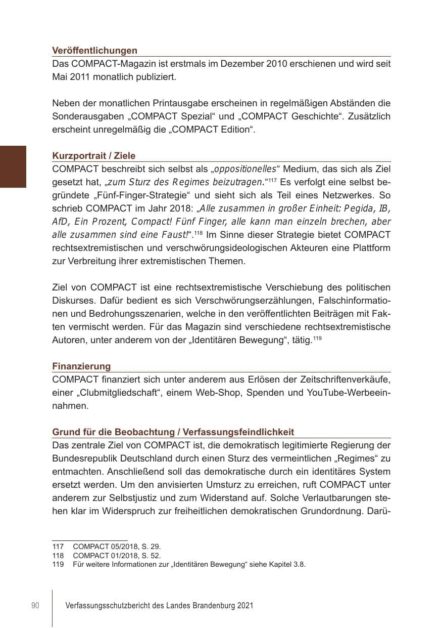 Seite 90 des Verfassungsschutzbericht 2021 Brandenburg