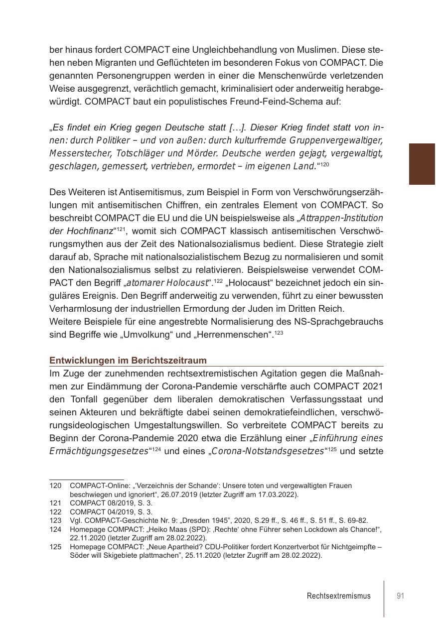 Seite 91 des Verfassungsschutzbericht 2021 Brandenburg