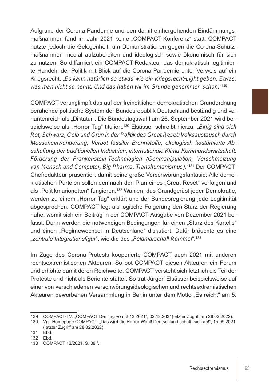 Seite 93 des Verfassungsschutzbericht 2021 Brandenburg