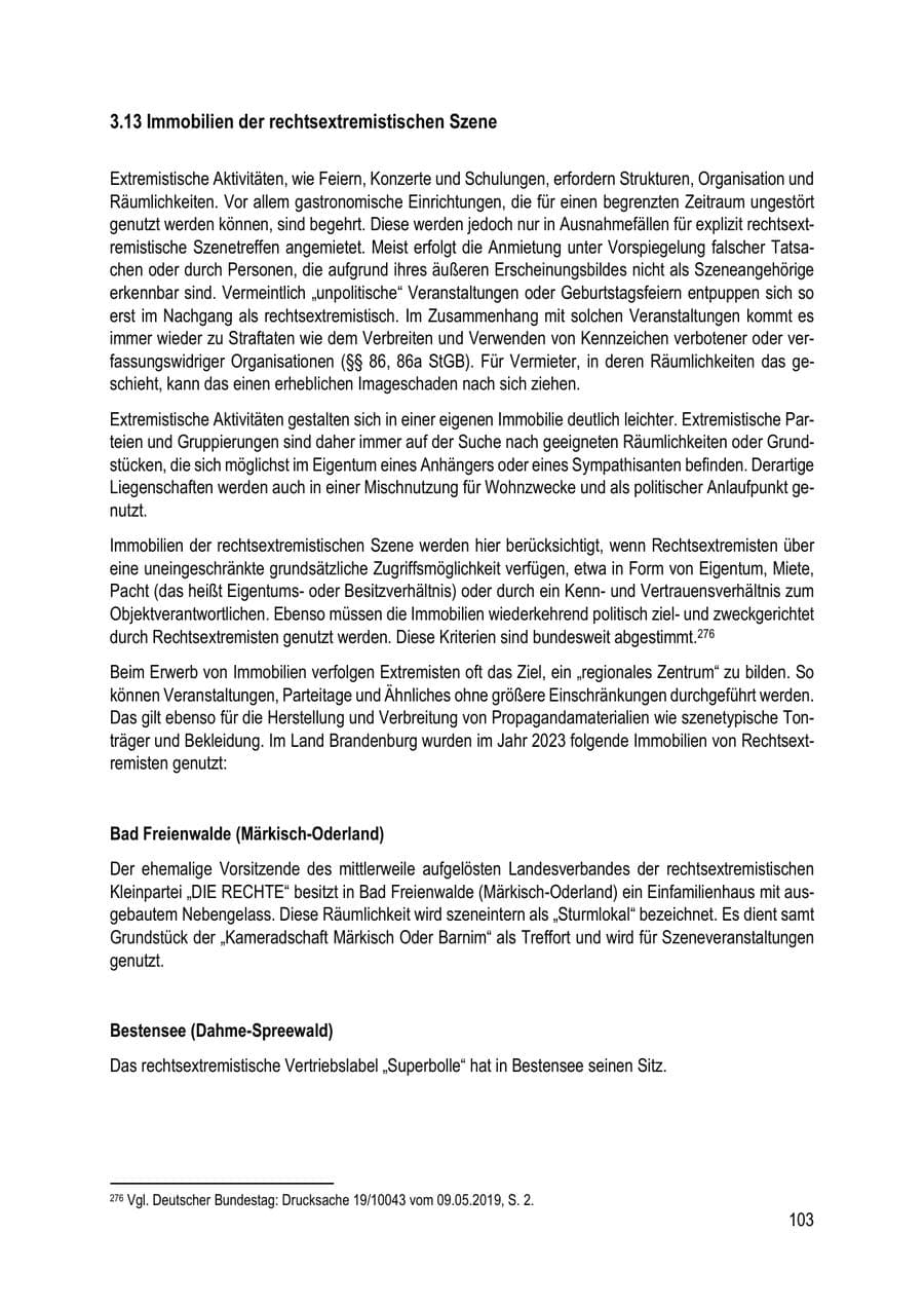 Seite 103 des Verfassungsschutzbericht 2023 Brandenburg