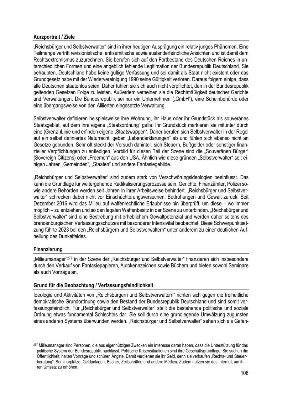 Seite 108 des Verfassungsschutzbericht 2023 Brandenburg